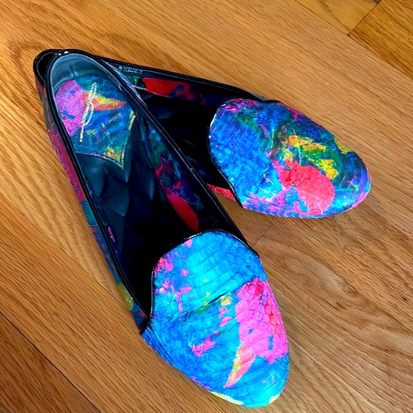 Brian Atwood Claudelle Snakeskin Loafer - Picture 2 of 5